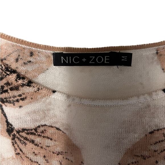 NIC+ZOE Scoop Neck 3/4 Sleeve Linen Blend Floral Top - Medium - Picture 6 of 11